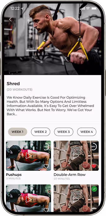 Fitness challenges module with structured workout programmes
