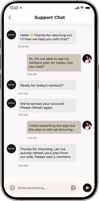 One to one fitness chat for guidance and support