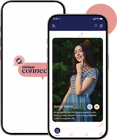 Ostique Connect mobile app screens for peer support and community interaction