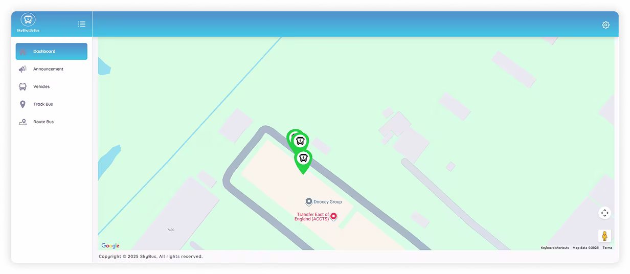 Shuttle admin dashboard for live operations monitoring